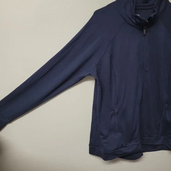 All in Motion Navy Blue Full Zip Athletic Track Jacket Activewear Size XXL - Picture 3 of 7